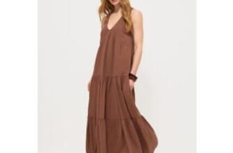Brown Crochet Midi Dress