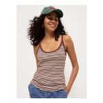Brown Striped Ribbed Cami