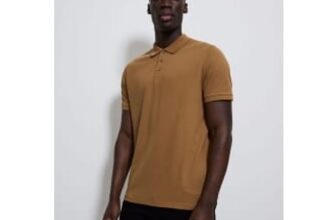 Brown Textured Polo Top