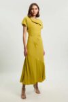 Brush Stroke Print Twill Angel Sleeve Woven Maxi Dress w/code