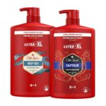 Bundle of Old Spice Captain & Deep Sea Mens Shower Gel & Shampoo 1000ml