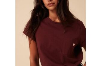 Burgundy Heart Embroidered T-Shirt