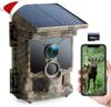 CEYOMUR Solar Wildlife Camera 4K 30fps, WiFi Bluetooth 68MP Trail Camera with 5200mAh Rechargeable Battery, 120 Detection Angle Night Vision Motion Activated IP66 Waterproof with 32GB Micro SD Card