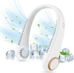 CNMTCCO Portable Neck Fan – Bladeless Free Mini Fan with 360 Airflow, USB Rechargeable Wearable Cooling Fan for Sports, Indoor and Outdoor Use (White)