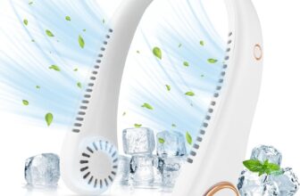 CNMTCCO Portable Neck Fan – Bladeless Free Mini Fan with 360 Airflow, USB Rechargeable Wearable Cooling Fan for Sports, Indoor and Outdoor Use (White)