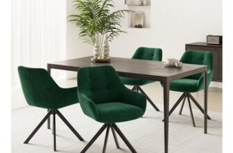 COLAMY 360 Swivel Dining Chairs, 4-Pack, Velvet, Green