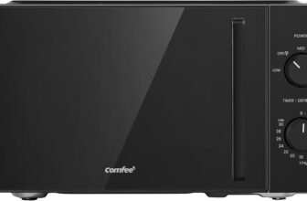COMFEE 20L Compact Microwave, 700W Black Solo Manual Microwave with Inverter,5 Power Levels,Quick Defrost,Easy Clean,Dial Timer,Small for Kitchen- CMO-MM202NF(BK)