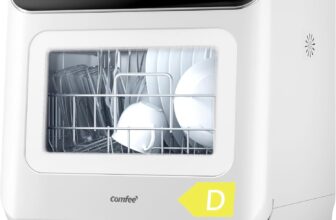 COMFEE Table Top Dishwasher 73 Programs Mini Tabletop Dishwasher No Plumbing, 6L Built-in Water Tank, Hygiene Wash, Auto Door Open Drying, Baby Care, Energy Class D- White