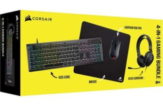CORSAIR 4 in 1 Gaming Bundle – Corsair HARPOON Mouse Corsair K55 Keyboard Corsair HS35 Headset Mat(Free C&C)
