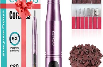 COSLUS C20 Cordless Portable Electric Nail Files: Professional Nail Drill Kit for Acrylic Gel Nails, Rechargeable Manicure Pedicure Tools for Shaping, Polishing, Removing Dead Skin, Home Salon Use