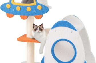COSTWAY Cat Tree, Cats Climbing Tower with Sisal Scratching Posts, 2-Tier Condo, Spring Balls, Small Kitty Activity Center for Indoor Cats