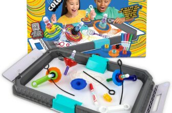 CRAYOLA Colourwhirls Battle Arena – Rip Em & Spin Em Includes Battle Arena, 4 Colourwhirls Toys & 4 Markers 4 Player Rippin Spinnin Colouring Fun for Ages 6