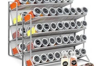 CROWNSHOP 2pc 4-Tier Spice Rack, Free-Standing, Silver