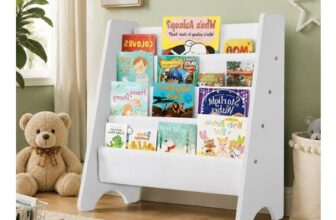 CROWNSHOP 4-Tier Wooden Kids Bookshelf White 61x60x26.5 Cm