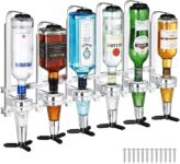 CROWNSHOP 6 Bottle Optics For Home Bar Wall Mounted Bars Optics Bar Butler Drinks Stand Spirits Aluminum Alloy Optic Spirit Barware Set for Home Pub Kitchen Bar