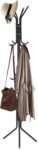 CROWNSHOP Coat Rack Stand Modern Clothes Rack Metal Hanger with 12 Hooks Coat Stand 3 Tier Freestanding Storage Holder Hat Handbag Jacket Umbrella Hanging Organiser for Living Room Bedroom Black 175CM
