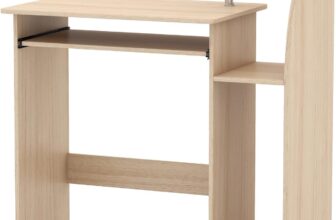 CROWNSHOP Computer Desk with Sliding Keyboard and Storage Modern Small Desk Wooden Desks & Workstations for Home Office Bedroom Natural Color 90 80 40CM