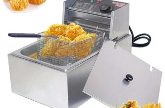 CROWNSHOP Deep Fat Fryer 10L 2500W Stainless Metal Adjustable Temperature Control Deep Non-Slip Easy Clean Fryer with Basket Lid Silver (10L)