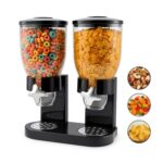 CROWNSHOP Double Heads Dry Food Cereal Dispenser, Black