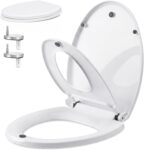 CROWNSHOP Family Toilet Seat Soft Adjustable Soft Close Toilet Seat Potty Training with 360 Degree Adjustable Hinges for Toddlers Adults