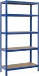 CROWNSHOP Garage Shelving Units 5 Tier Heavy Duty Metal Shelving Unit, Boltless Storage Shelves for Garage, Shed, Warehouse, Workshop & Office (5 Tier Blue, 70 x 30 x 150CM)