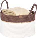 CROWNSHOP Large Cotton Rope Storage Basket 32L Ironing Basket Woven Storage Basket with Handles Ideal for Laundry Blankets Toys & Home Organisation