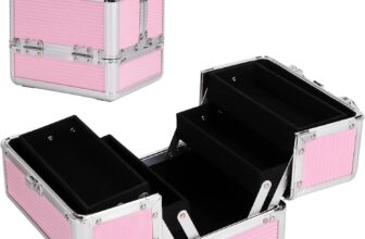 CROWNSHOP Makeup Box Trays Aluminium with Compartment Large Capacity Vanity Cosmetic Organizer Nail Box for Jewelry Cosmetics Accessories 4 Layers