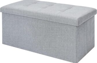 CROWNSHOP Ottoman Storage Bench Footrest Stool Seat Toy Chest Storage Box Folding with Lid Long Shoes Bench Footstool Suitable for Living Room Grey 76 38 38 CM