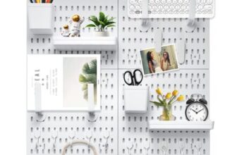 CROWNSHOP Pegboard Set 2828cm, 4 Panels, 20 Accessories
