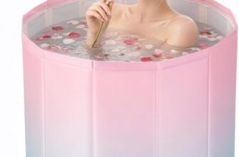 CROWNSHOP Portable Foldable bathtubs for Adults Freestanding Soaking Installation-Free Hot Bath Ice Bath Adult SPA for Student Home Camping (Powder Blue)