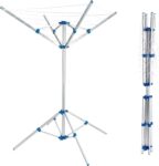 CROWNSHOP Rotary Washing Line 4 Arms 15M Metres of Clothes Line 91x91x160cm Washing Line Airers Clothes Airer Outdoor Portable Foldable Freestanding for Indoor Outdoor Dryer Caravan