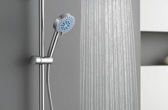 CROWNSHOP Shower Set Shower Riser Rail 8 Round Shower with Twin Heads Adjustable Overhead Rainfall Bathroom Shower Shower Head Handheld Shower Hose and Riser Rail Kit