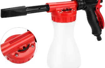 CROWNSHOP Snow Foam Sprayer Car Wash Spray Tool Long Gun Use Hose Sprayer 900 ml Cleaning Foam Spray Gun Car Wash Soapy Water Nozzle for Home Garden Watering (Red)