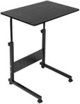 CROWNSHOP Table Mobile Laptop Table 40x60x (70-80) cm SideTable for Bed Sofa Lap Tables with Wheel Height Adjustable Tables Workstation for Reading Eating (Black 2)
