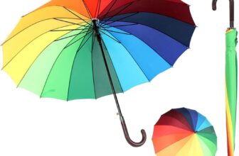 CROWNSHOP Windproof Umbrella with 16 Steel Ribs – Portable and Ergonomically Designed Umbrella with Waterproof Coating and UV Protection