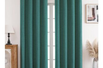 CUCRAF 100% Blackout Curtains, Dark Green, 2 Panels, 90×90