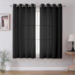 CUCRAF Voile Curtains Black 69 Inch Drop 2 Panels with Eyelet Linen Net Curtains for Windows Sheer Curtains for Bedroom Kitchen Dormitory Home Decoration