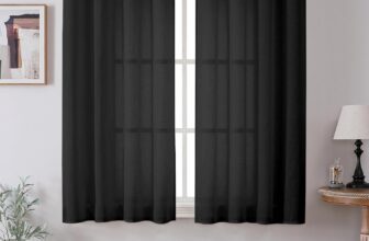 CUCRAF Voile Curtains Black 69 Inch Drop 2 Panels with Eyelet Linen Net Curtains for Windows Sheer Curtains for Bedroom Kitchen Dormitory Home Decoration