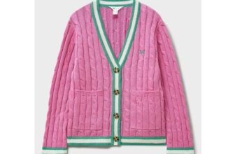 Cable Cricket Cardigan in Pink and Green
