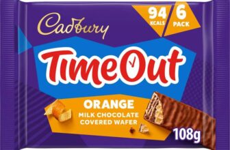 Cadbury Timeout Orange Milk Chocolate Crispy Wafer Multipack of 6 x 18 g – 95p S&S