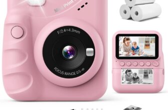 CalineGam Kids Camera Instant Print, 3.0 Screen 48MP Photo Camera for Kids with 32GB Card & Print Paper, 1080P HD Video Recording, Gift for Boys Girls 3-12 Year Old (Pink)