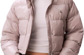 Calvin Klein Womens Shine Cropped Puffer Jacket