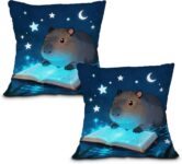 Capybara Cushion Covers, Double-Sided Pillow Case, Soft Capybara Gift, 45x45cm for Bed Sofa Chair, Reading Relaxation Home Decor Gift