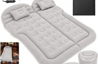 Car Air Mattress Bed, Portable Inflatable Car Mattress with Pillow for Camping, Travel, RV, Minivan, MPV, and Trunk Sleeping (Grey)