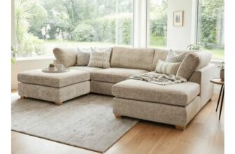 Carina Enzo 5 Seater Stone U-Shape Sofa