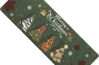 Carvapet Christmas Non Slip Kitchen Mat Anti Fatigue Standing Mats Cushioned Comfort Kitchen Floor Mats PVC Waterproof Runner Rug for Standing Desk, Kitchen, Office (Christmas,44x120cm)