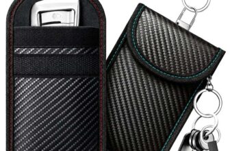Caslord Faraday Pouch for Car Keys, Pack of 2 Anti-Theft RFID Key Fob Protection Bag with 4 Key Rings M R/B – with Prime Futing EU / FBA