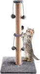 Cat Scratching Post Vertical Scratch Claw Scratcher Modern Design Natural Sisal Scratch Pole with Toy Ball for Cats (Grey with 4 balls, 74CM)