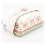 Cath Kidston Pink Folk Rose Stoneware Butter Dish 9×15.5cm