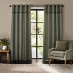 Catherine Lansfield Melville 46×54 Inch Lined Eyelet Curtains Two Panels Green
